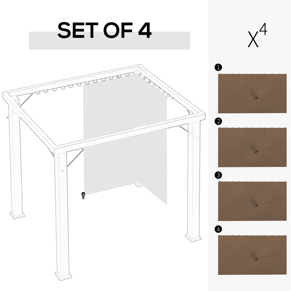Outsunny 3 x 4m Brown Universal Gazebo Replacement Sidewall Panel 4 Pack Image 4