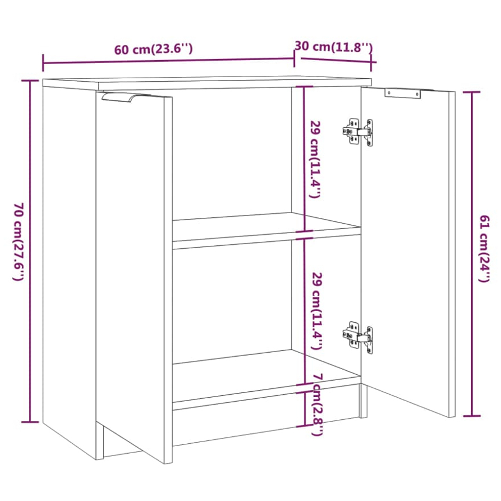 vidaXL 2 Door White Sideboard Image 9