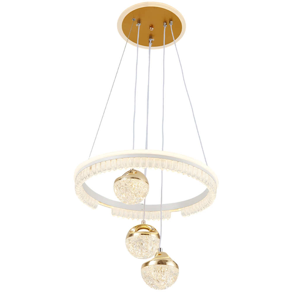 Living and Home Gold and Clear Acrylic LED Pendant Light 60W Image 4