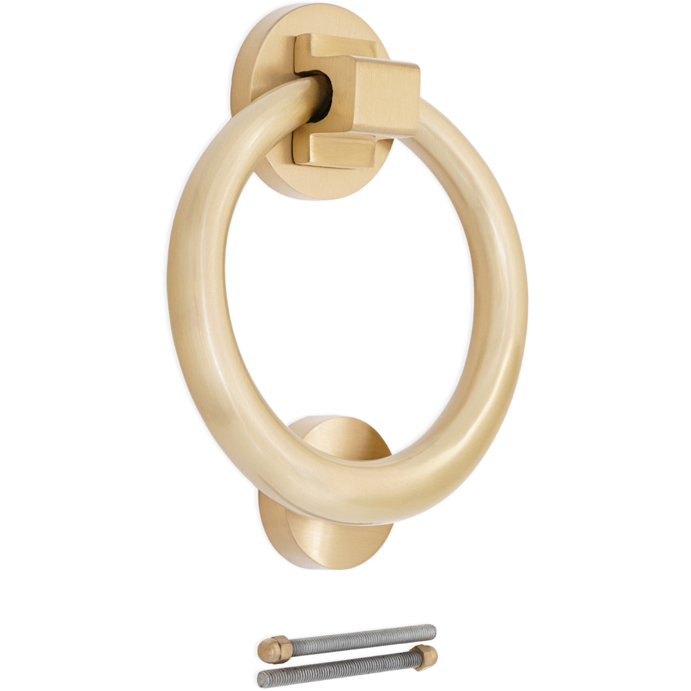 Spira Brass Satin Brass Ring Door Knocker Image 3