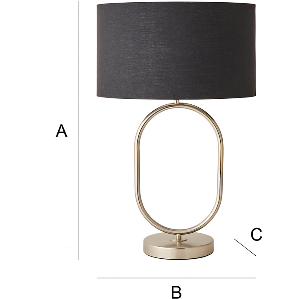 ValueLights Antonia Black Fabric Drum Lamp Shade Brushed Chrome Oval LED Table Lamp Image 7