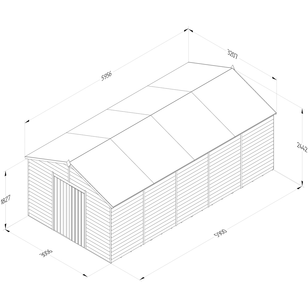 Forest Garden 4LIFE 10 x 20ft Double Door Apex Shed Image 9