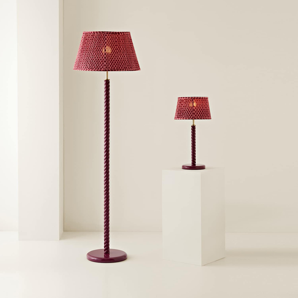 ValueLights Amara Pink Pleated Tapered Shade Pink Twist LED Table Lamp with Bulb Image 7