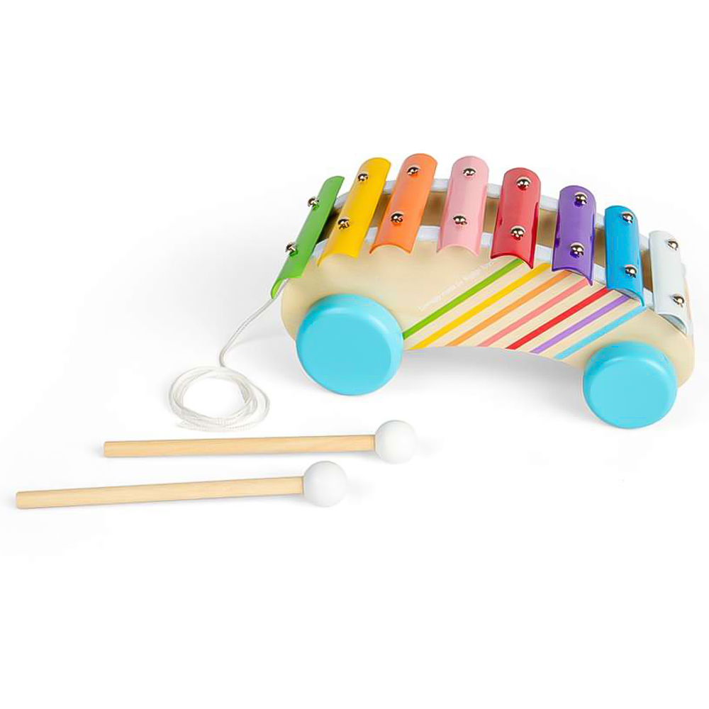 Bigjigs Toys Kids Wooden Pull Along Xylophone Music Toy Image 2