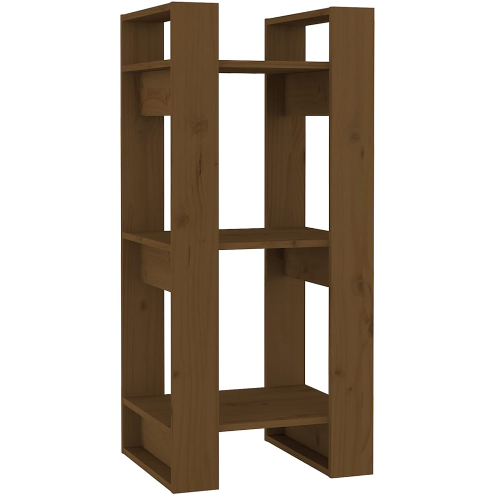 vidaXL 3 Shelf Honey Brown Solid Wood Bookcase Image 2