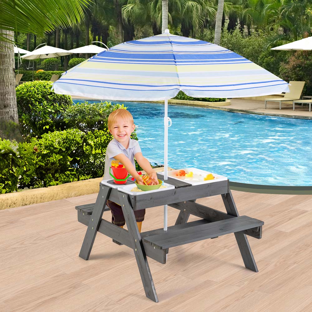 Costway Grey 4 in 1 Kids Sand and Water Storage Table Image 2