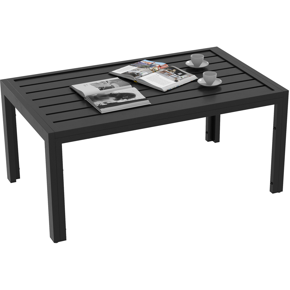 Outsunny Black Steel Frame and Slat Tabletop Outdoor Side Table Image 2