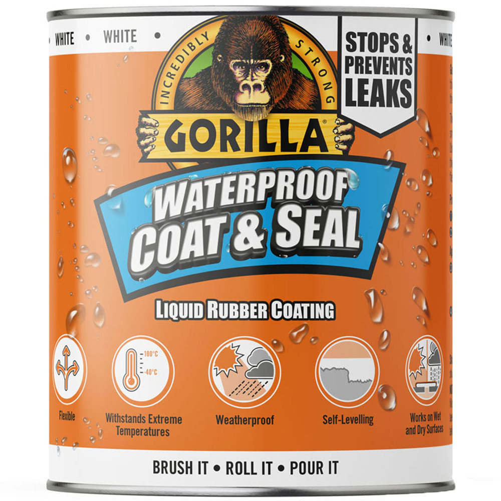 Gorilla White Waterproof Patch and Seal Liquid Rubber Coating 473ml Image 1