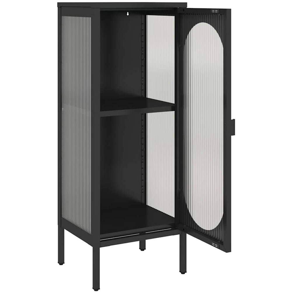 vidaXL Single Glass Door Black Steel Fluted Sideboard Image 3