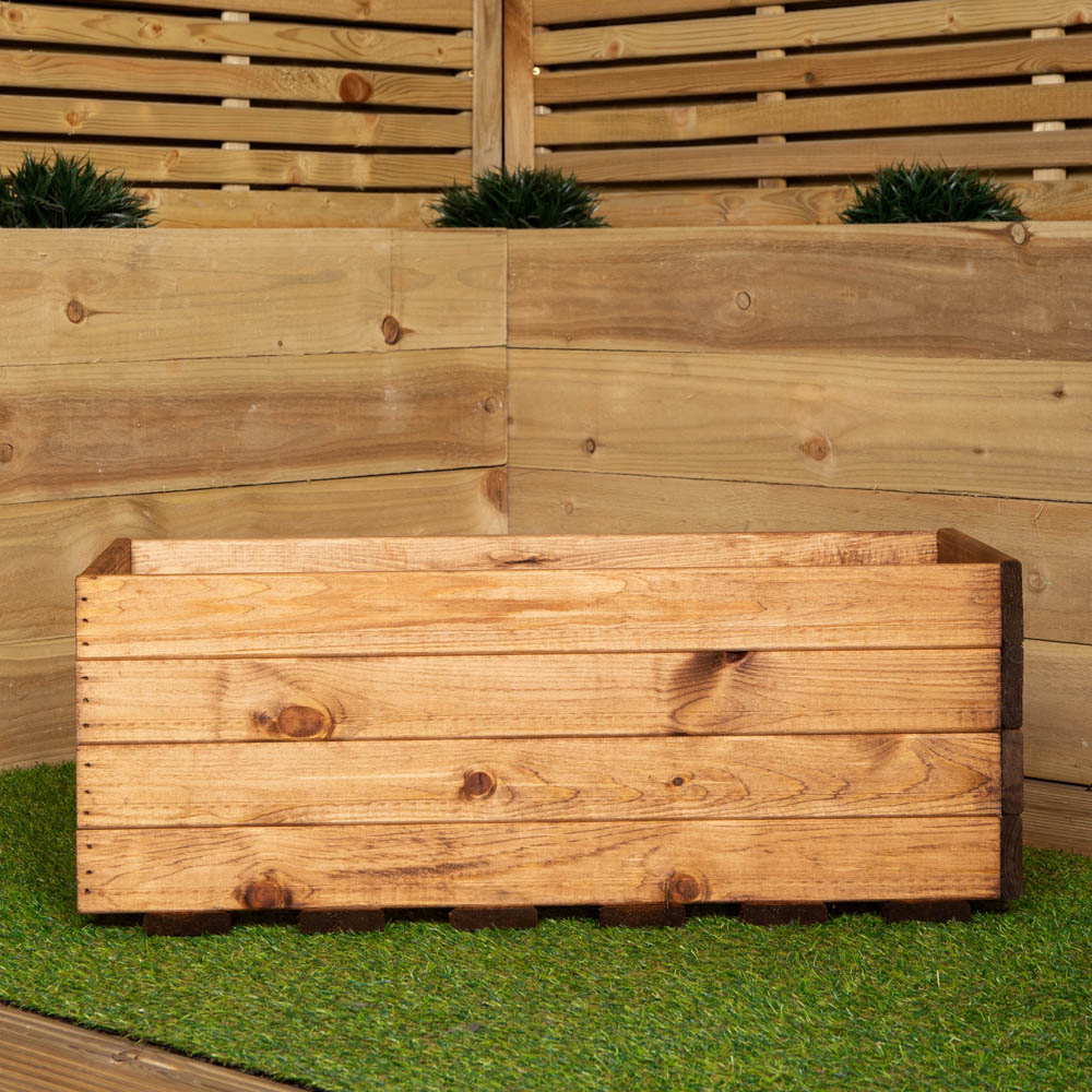 Samuel Alexander Rustic Wooden Garden Trough Bed Planter 78 x 32cm Image 2