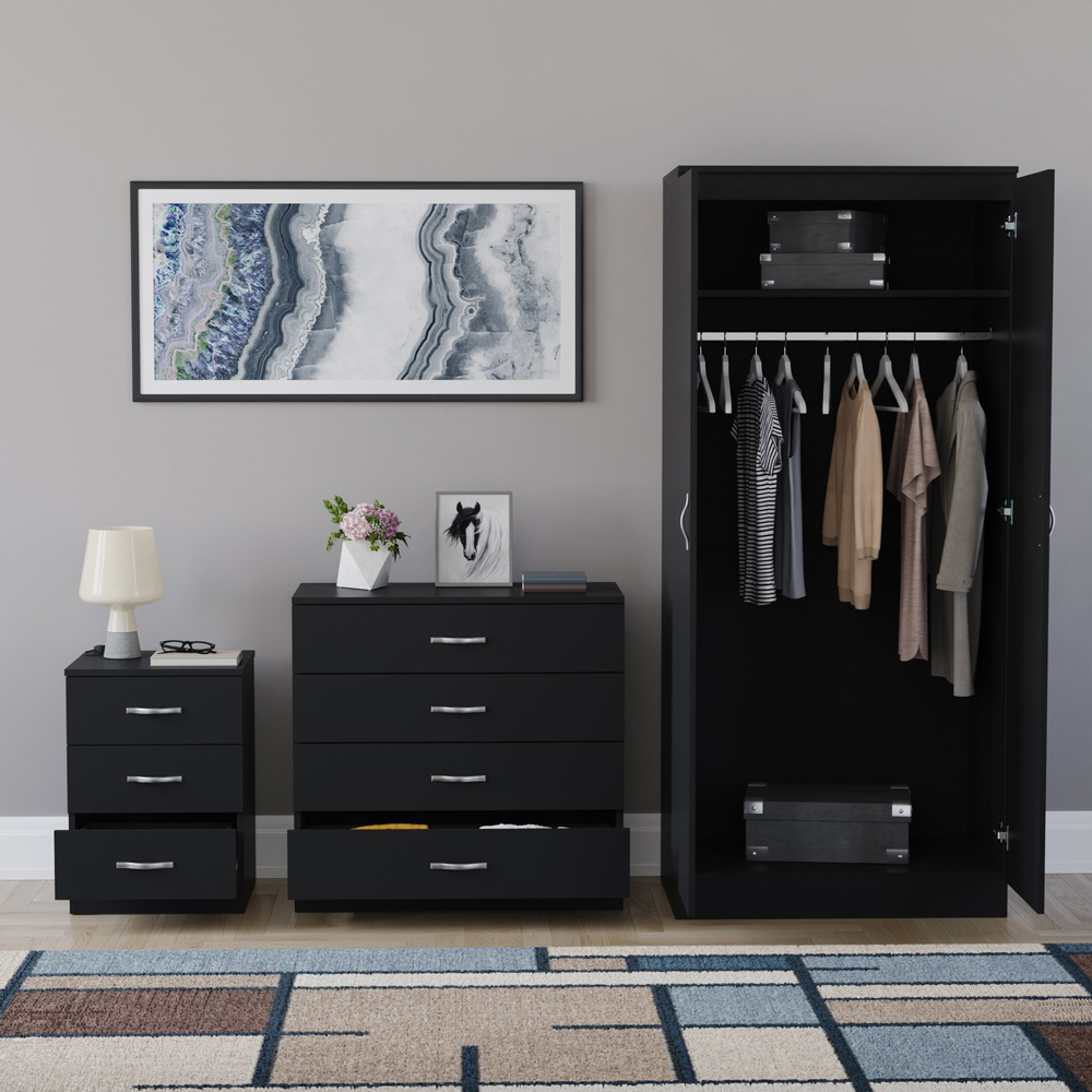 VIDA DESIGNS Riano Black 3 Piece Bedroom Furniture Set Image 3