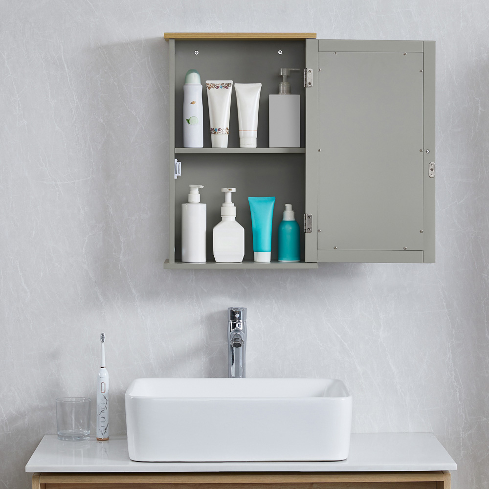 BATH VIDA Priano Grey Single Door Mirror Bathroom Cabinet Image 5