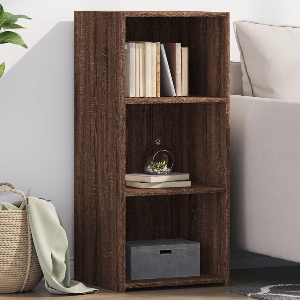 vidaXL 3 Open Shelf Brown Oak Sideboard Image 1