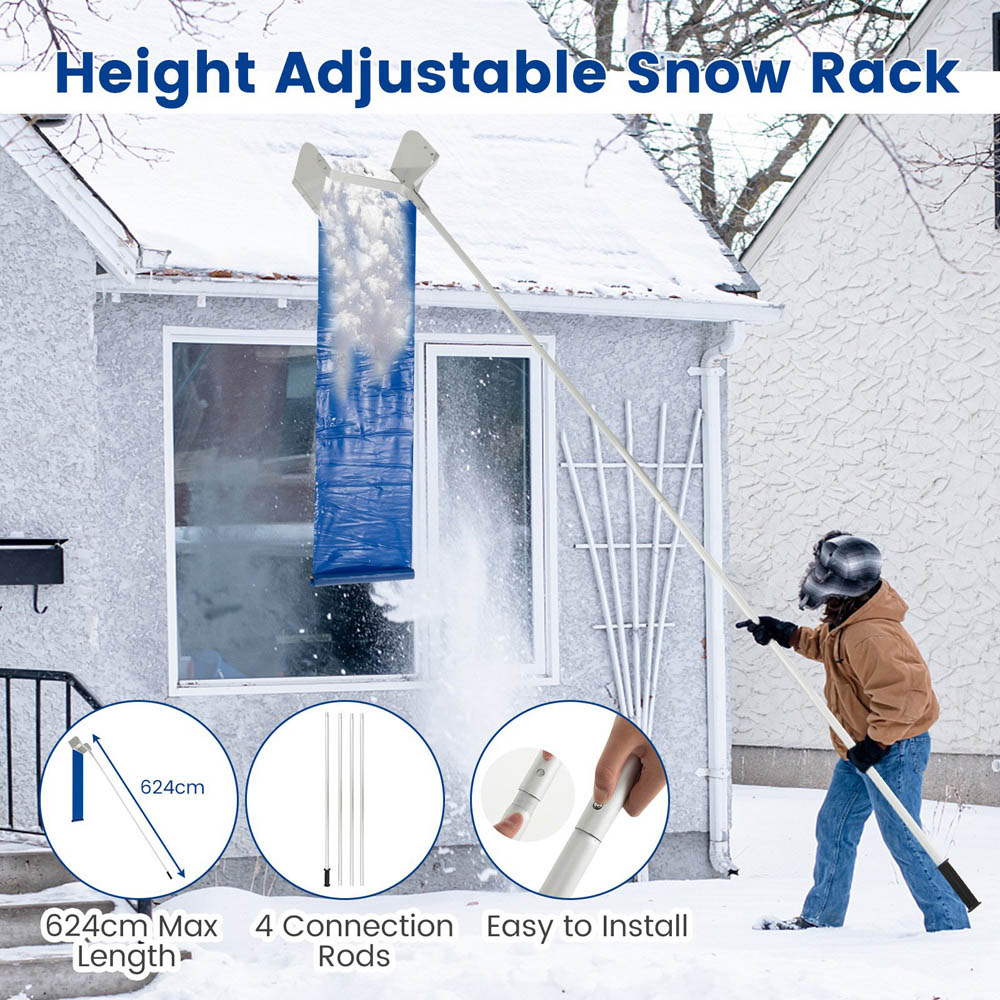 Costway Snow Roof Rake with 4 Section Pole Image 6