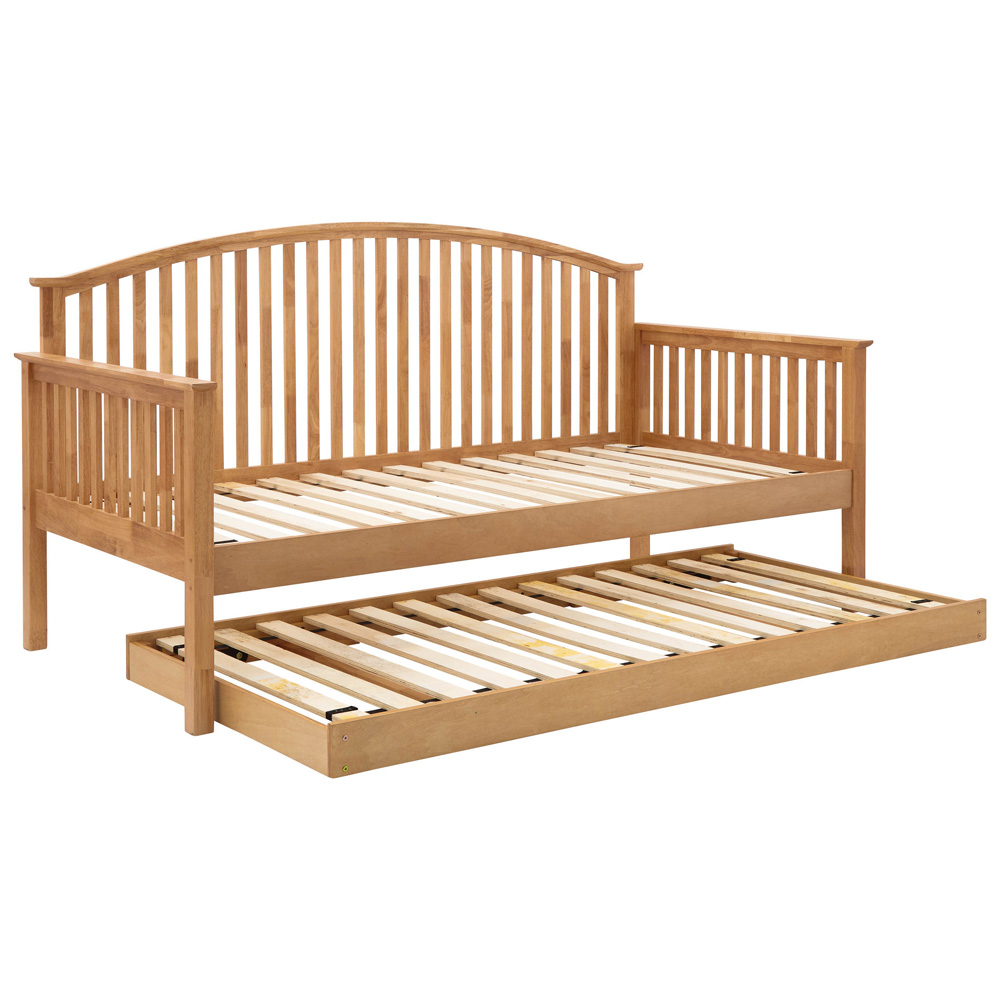 GFW Madrid Single Oak Wood Wooden Day Bed with Trundle Image 5
