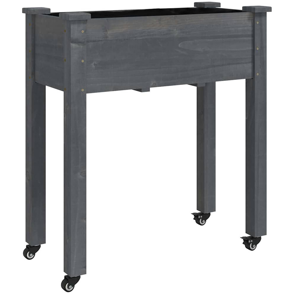 vidaXL Grey Fir Solid Wood Wheeled Garden Planter with Liner 80 x 37 x 71cm Image 1
