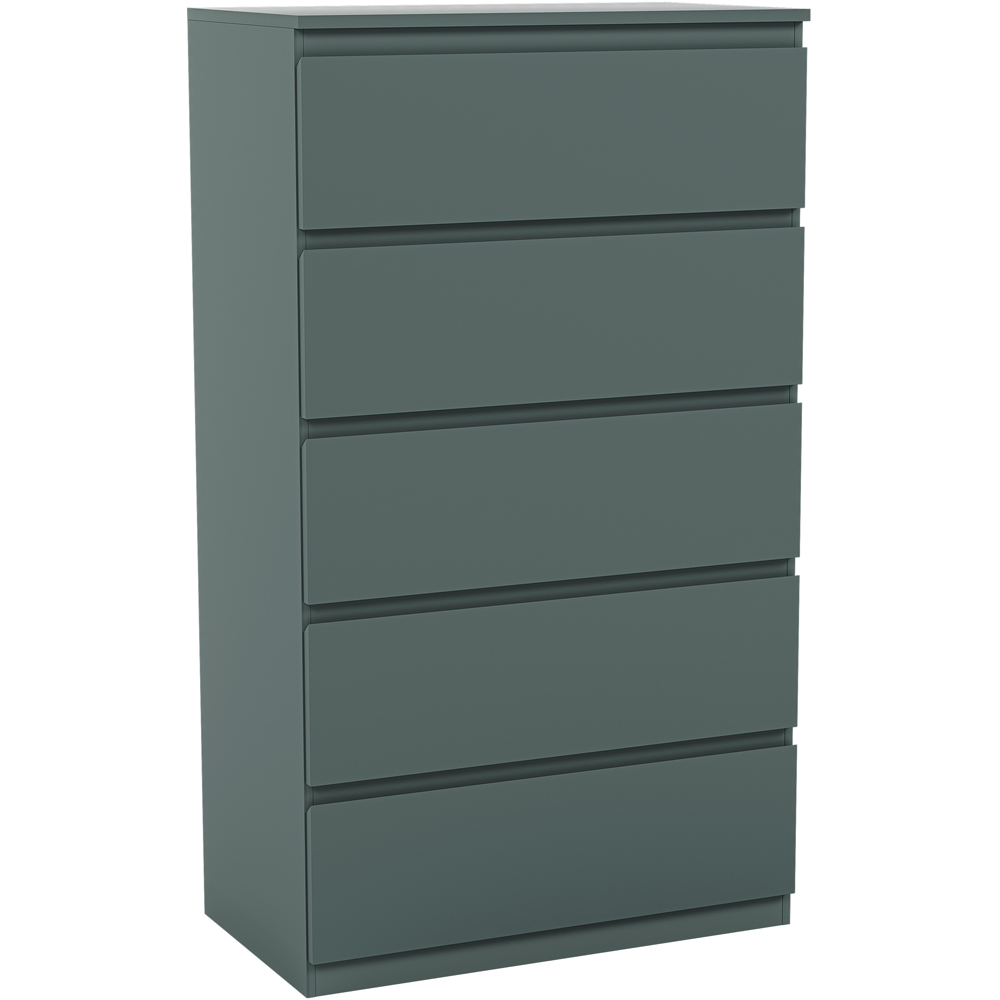 VIDA DESIGNS Denver Jasper Green 5 Drawer Bedside Table Image 2