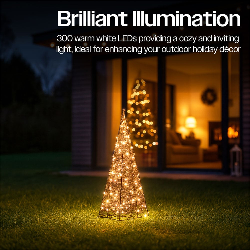 Xmas Haus Black 300 Warm White Micro LED Pyramid Shaped Light Tower 2ft Image 5