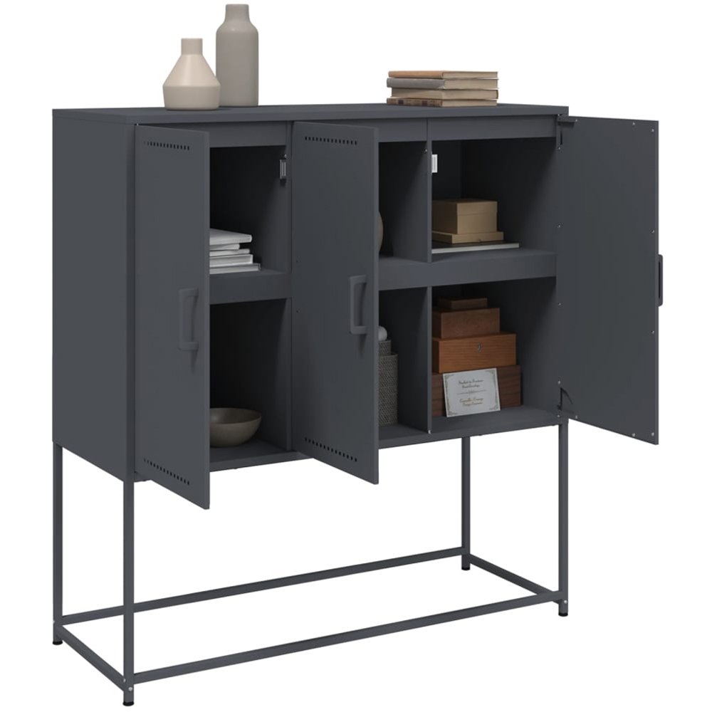 vidaXL 3 Door Anthracite Steel Highboard Image 4