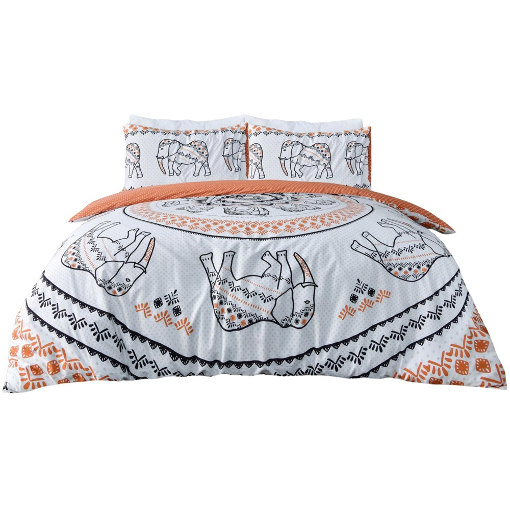 Smart Living Double Rust Tribal Elephant Reversible Duvet Cover Set Image 2