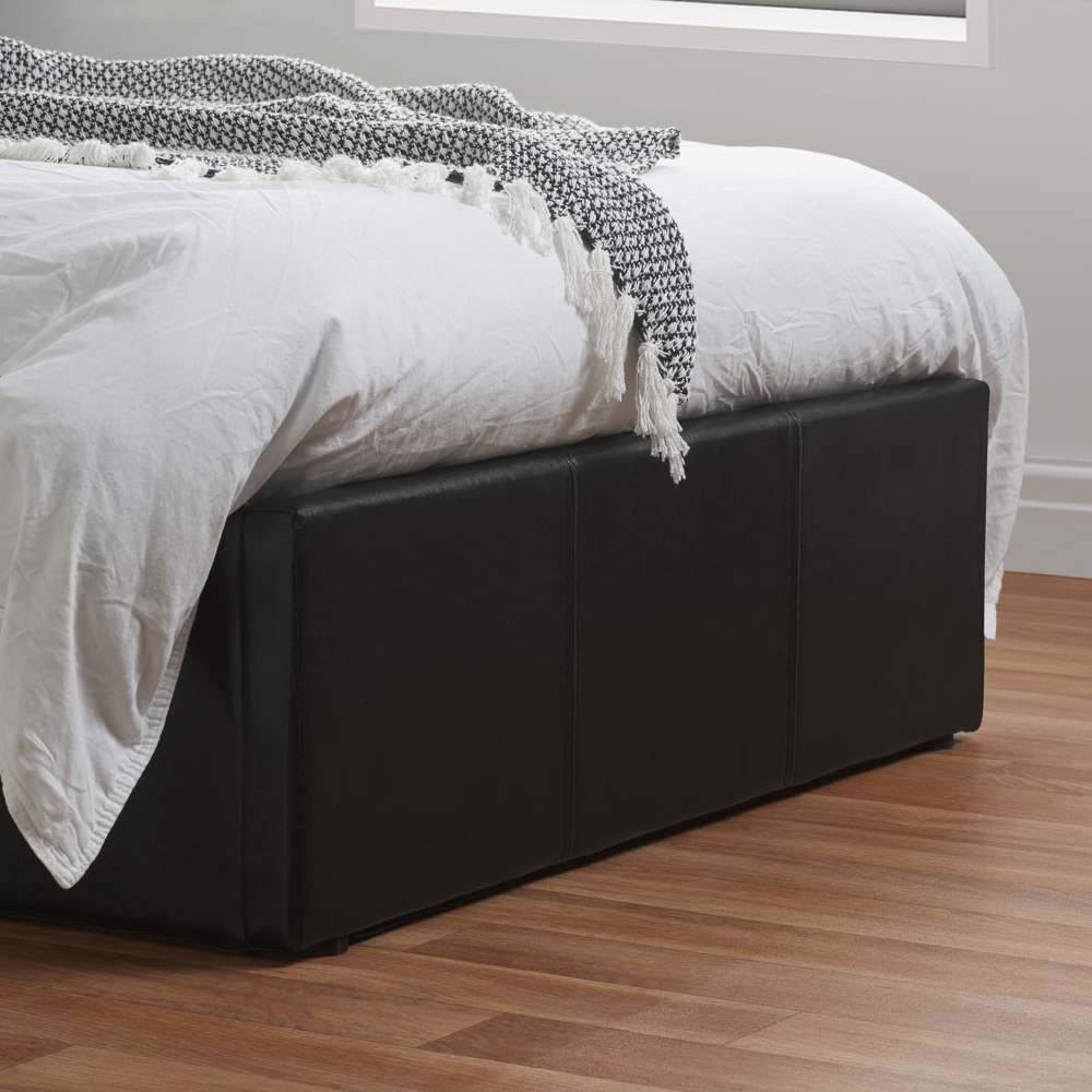 Berlin Single Black Faux Leather Ottoman Bed Image 7