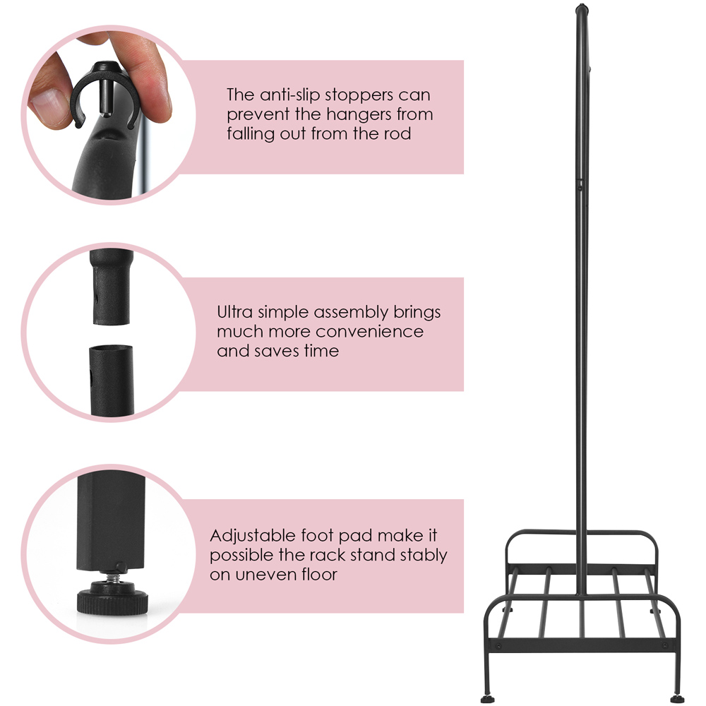 Costway Single Shelf Metal Garment Rack with Hanging Rail Image 7