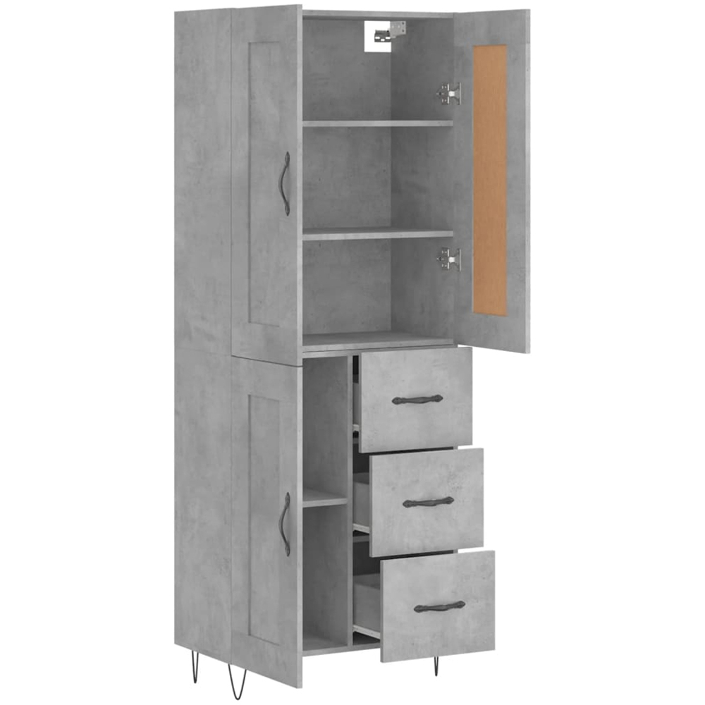 vidaXL 3 Door 3 Drawer Concrete Grey Highboard Image 4