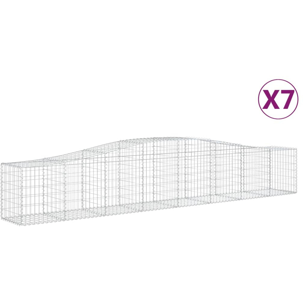 vidaXL Silver Galvanised Iron Arched Gabion Basket 400 x 50 x 60/80cm 7 Pack Image 4