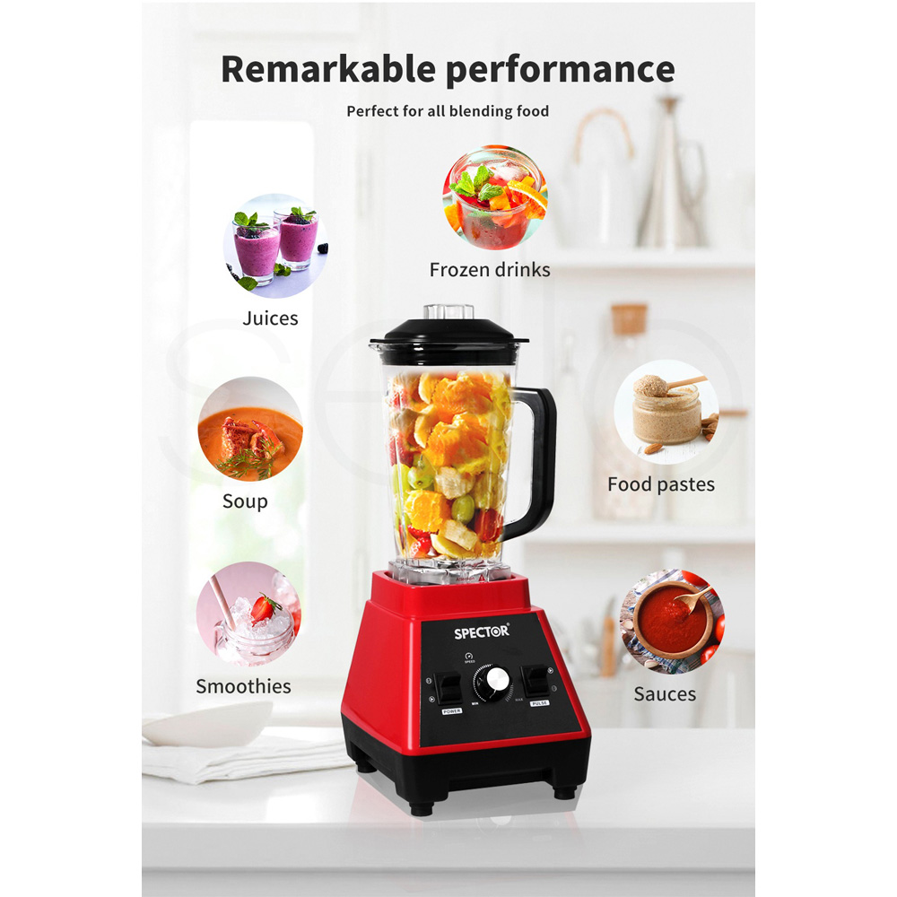 Spector AP0034-RD Red Commercial Blender Mixer Food Processor 2L Image 3