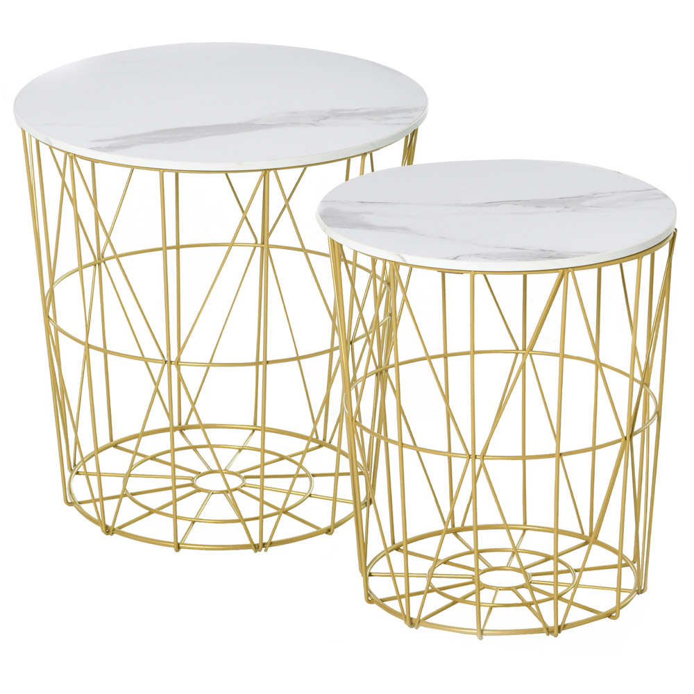 Portland White Wired Nest of Tables Set of 2 Image 2