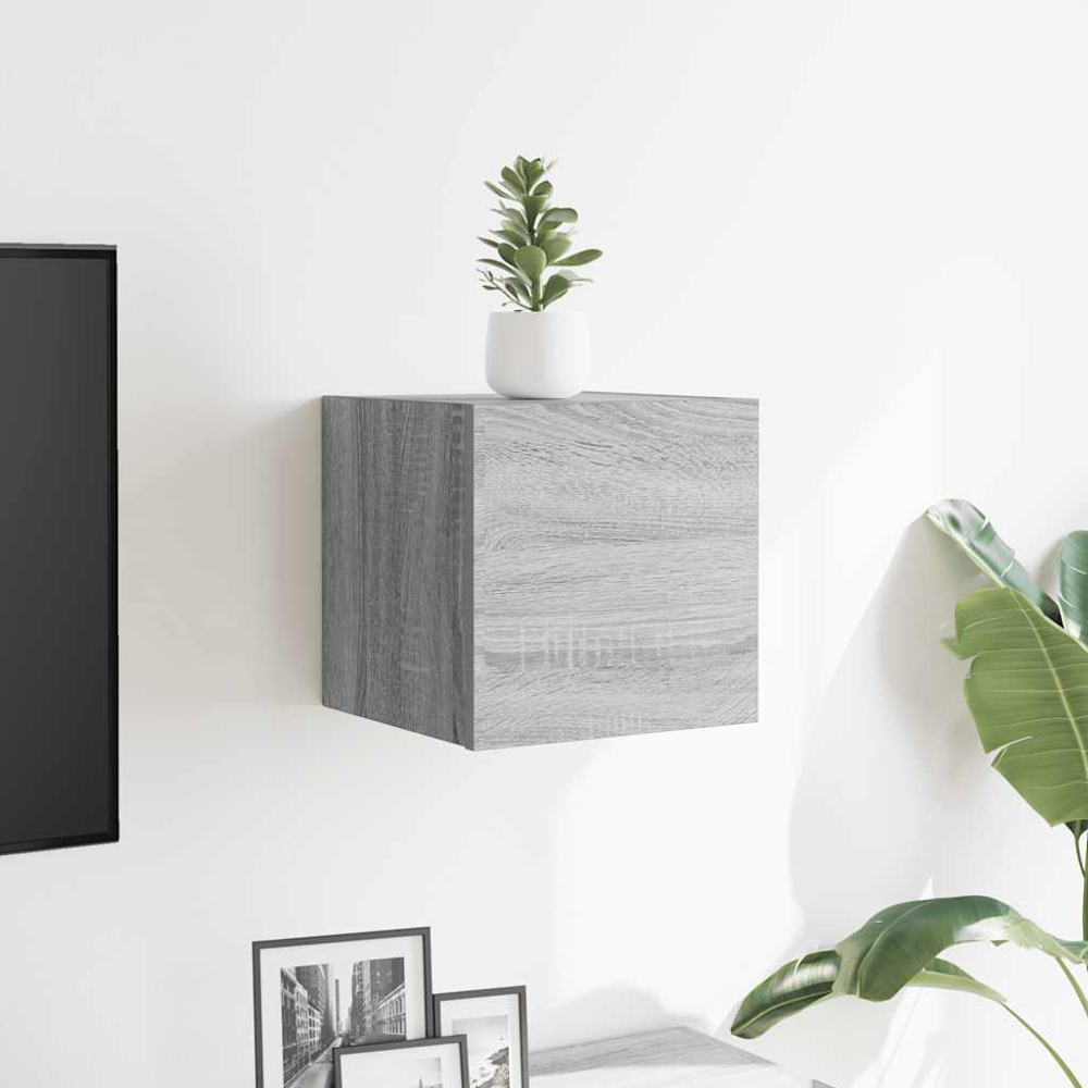 vidaXL Single Door Grey Sonoma Wall Mounted TV Cabinet Image 9