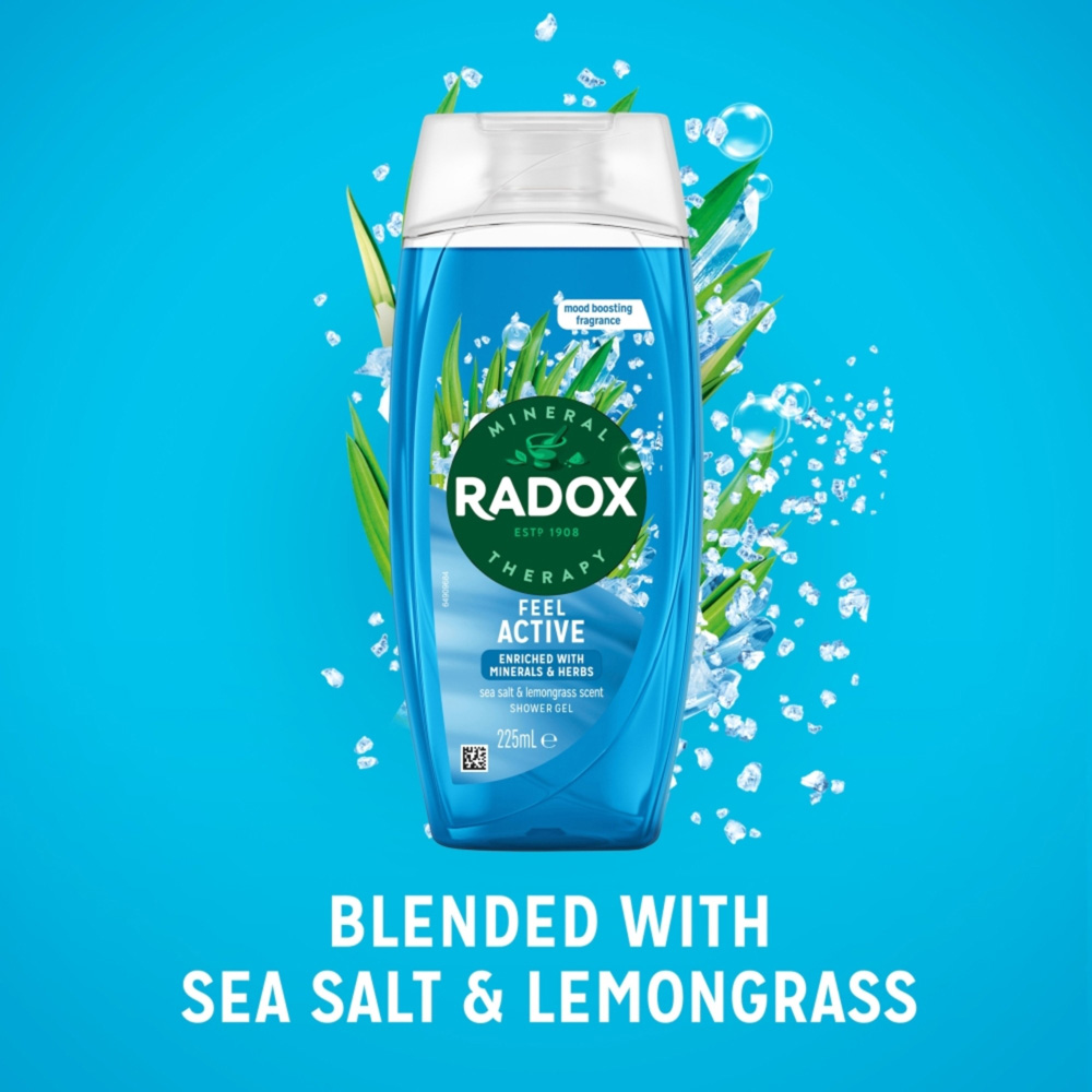 Radox Mineral Therapy Feel Active Sea Salt and Lemongrass Shower Gel 225ml 6 Pack Image 4