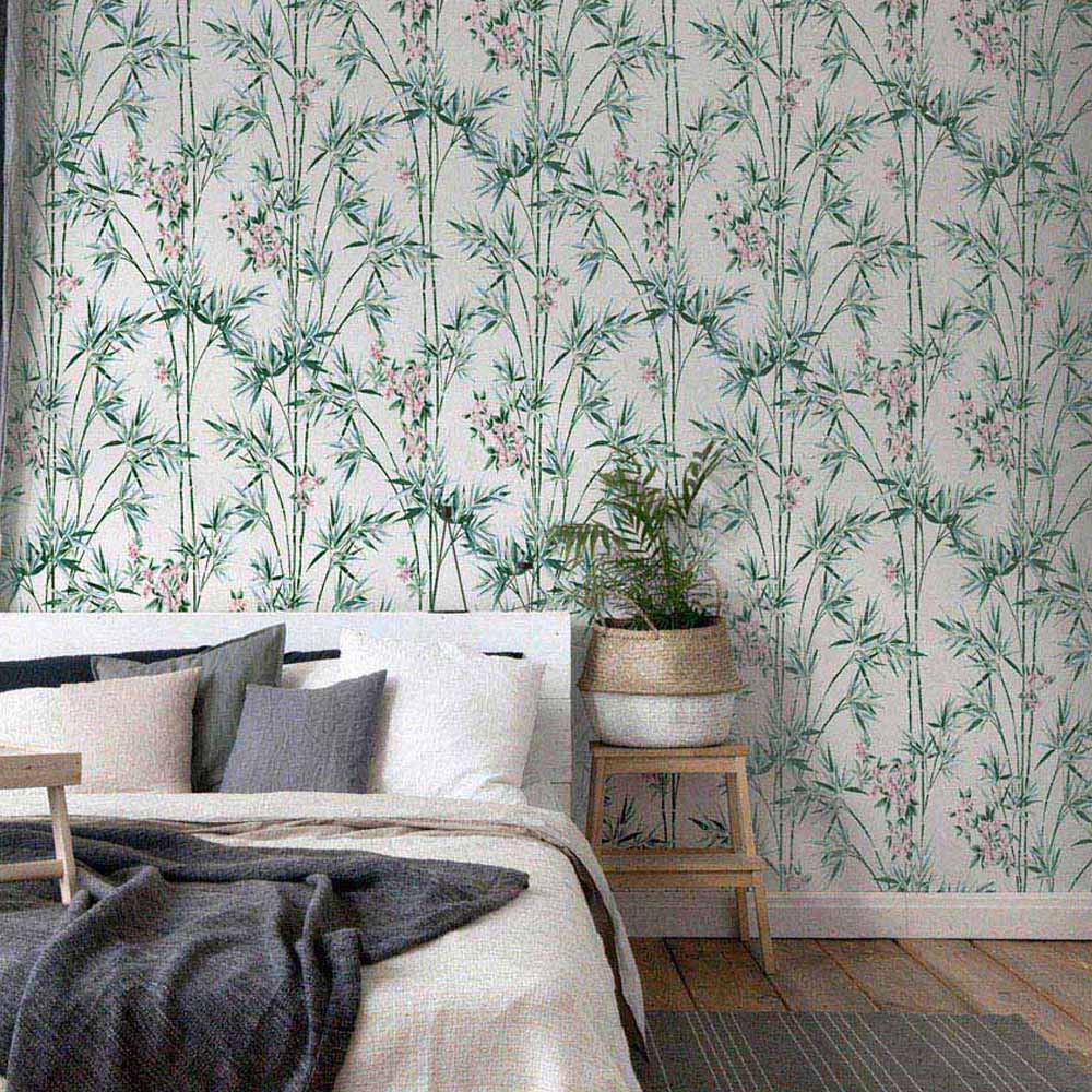 Arthouse Bamboo and Blossom White Wallpaper Image 3