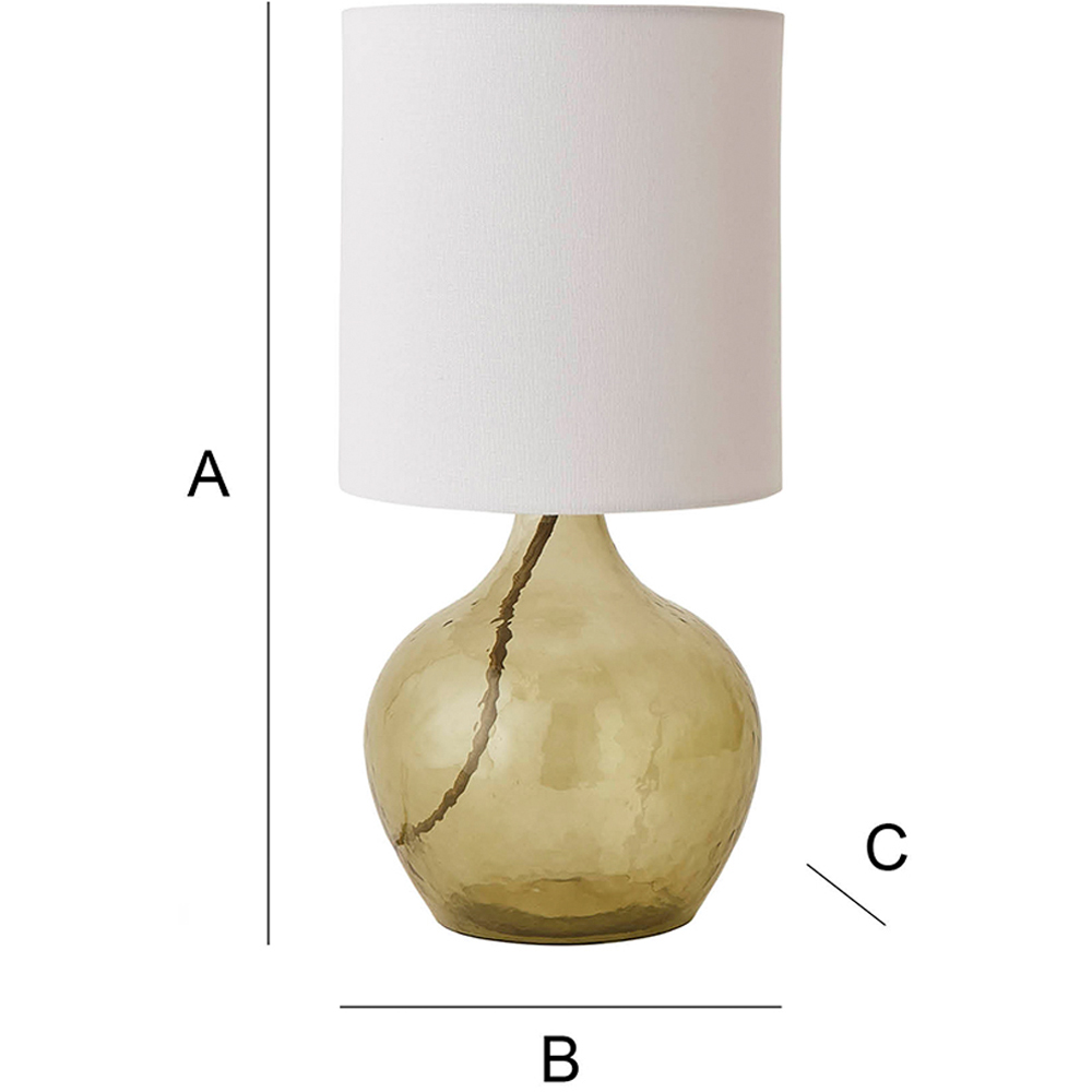 ValueLights Emily Natural Linen Drum Shade Dark Green Glass Teardrop LED Table Lamp Image 7
