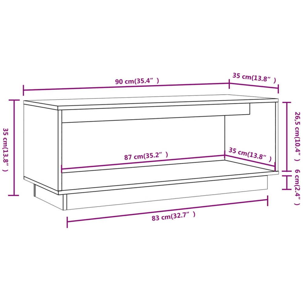 vidaXL Single Shelf Grey Solid Pine Wood TV Cabinet Image 9