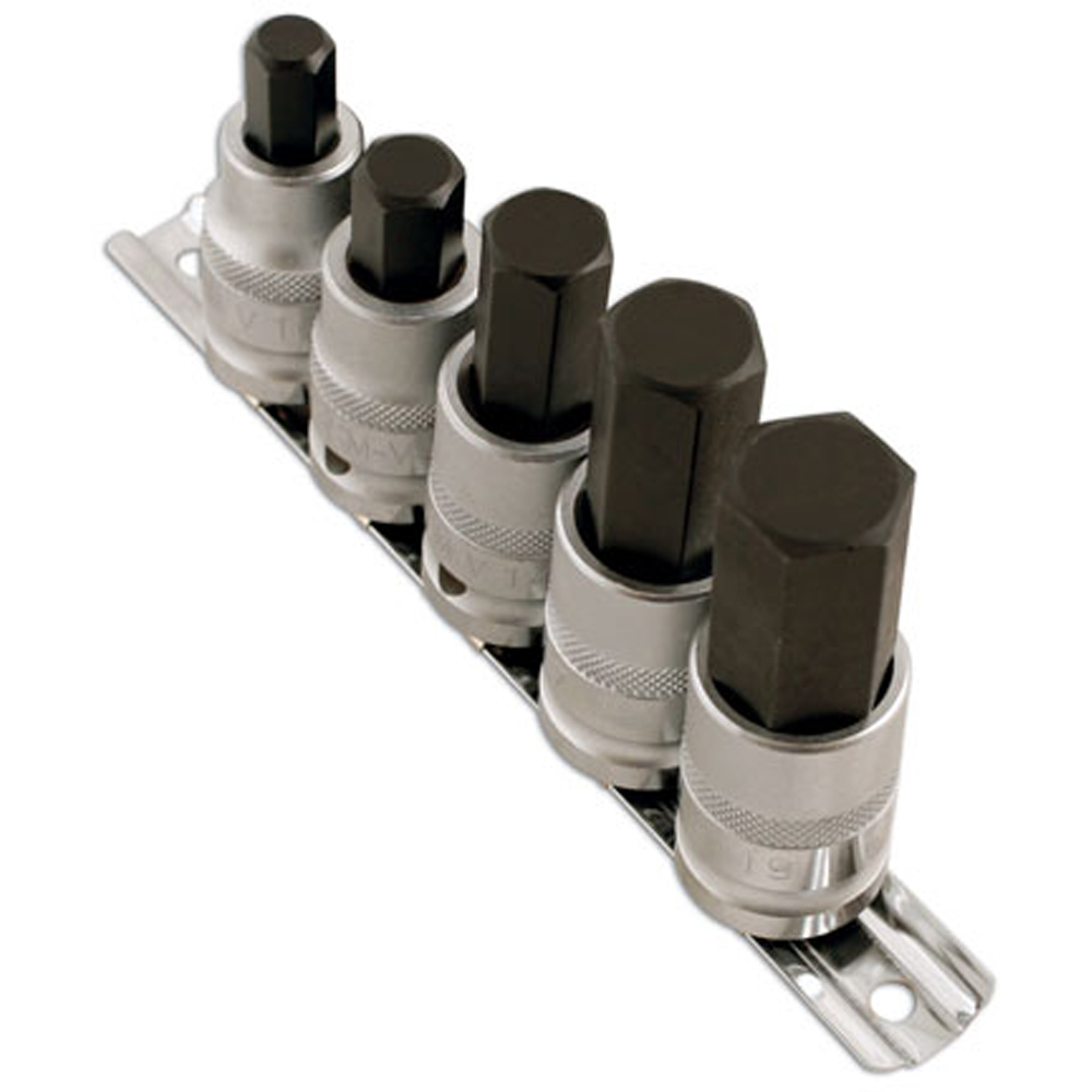 Laser 5 Piece 1/2 inch D Hex Socket Bit Set Image 2