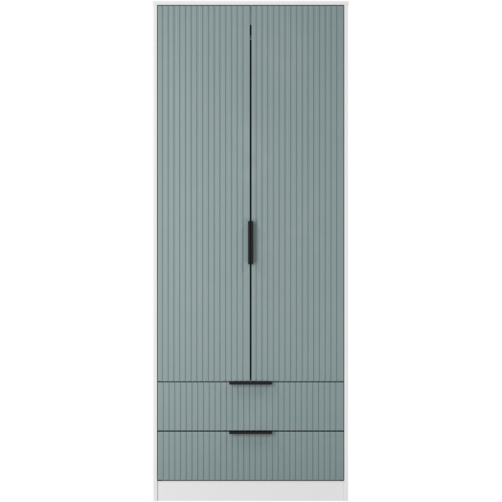 Crowndale Fluted 2 Door 2 Drawer Duck and White Matt Tall Wardrobe Ready Assembled Image 2