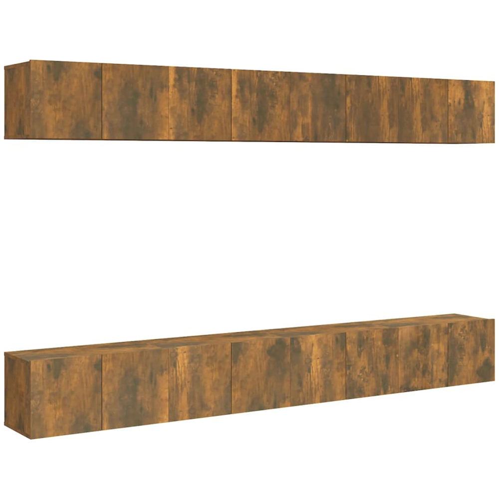 vidaXL 2 Door Smoked Oak Wall Mounted TV Cabinet Set of 8 Image 2