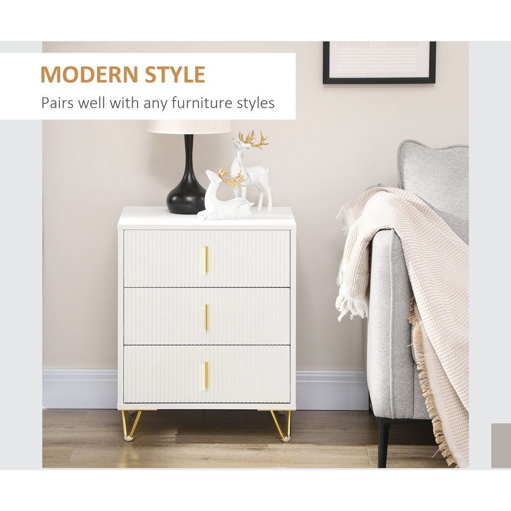 Portland 3 Drawer White Chest of Drawers Image 8