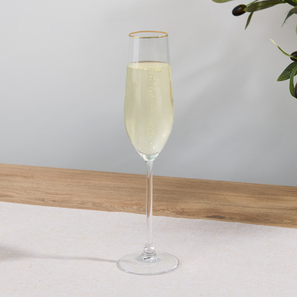 Pack of 4 Gold Rim Champagne Glasses Image 4