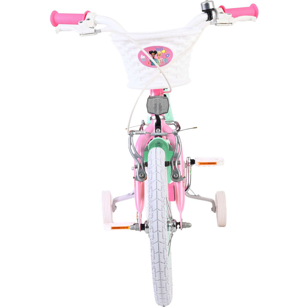 Volare Barbie Kids 16 inch Multicolour Bike with Stabilisers and Basket Image 3