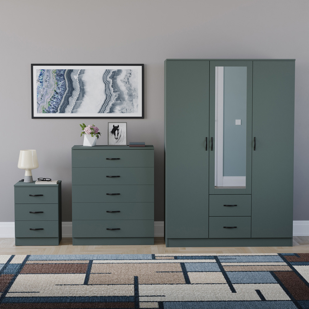 VIDA DESIGNS Riano Green 3 Piece Bedroom Furniture Set Image 2