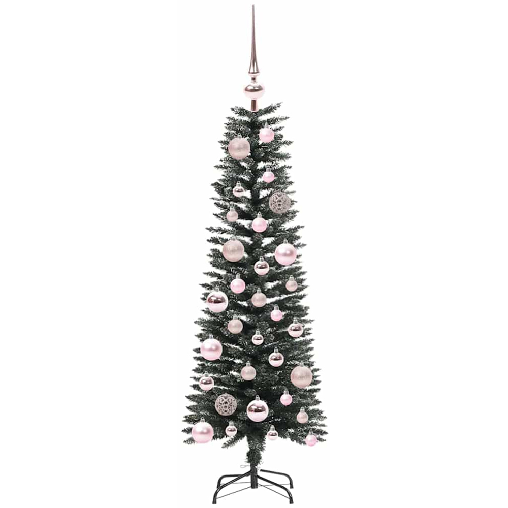 vidaXL Pre-Lit Pink Baubles Green Artificial Christmas Tree 4ft Image 4
