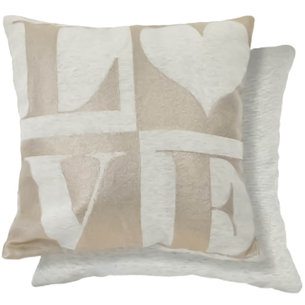 Serene Amor Love Natural Gold Cushion Cover 43 x 43cm Image