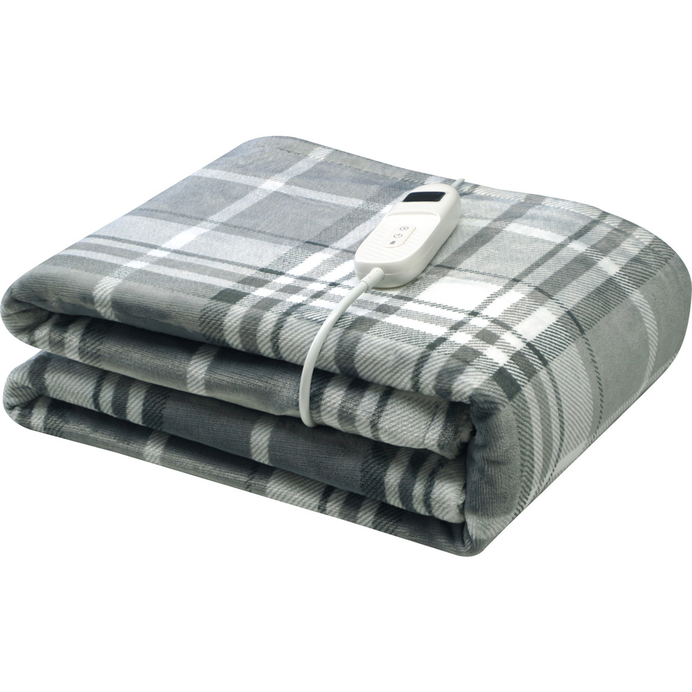 Balmoral Check Electric Heated Throw Grey Image 1