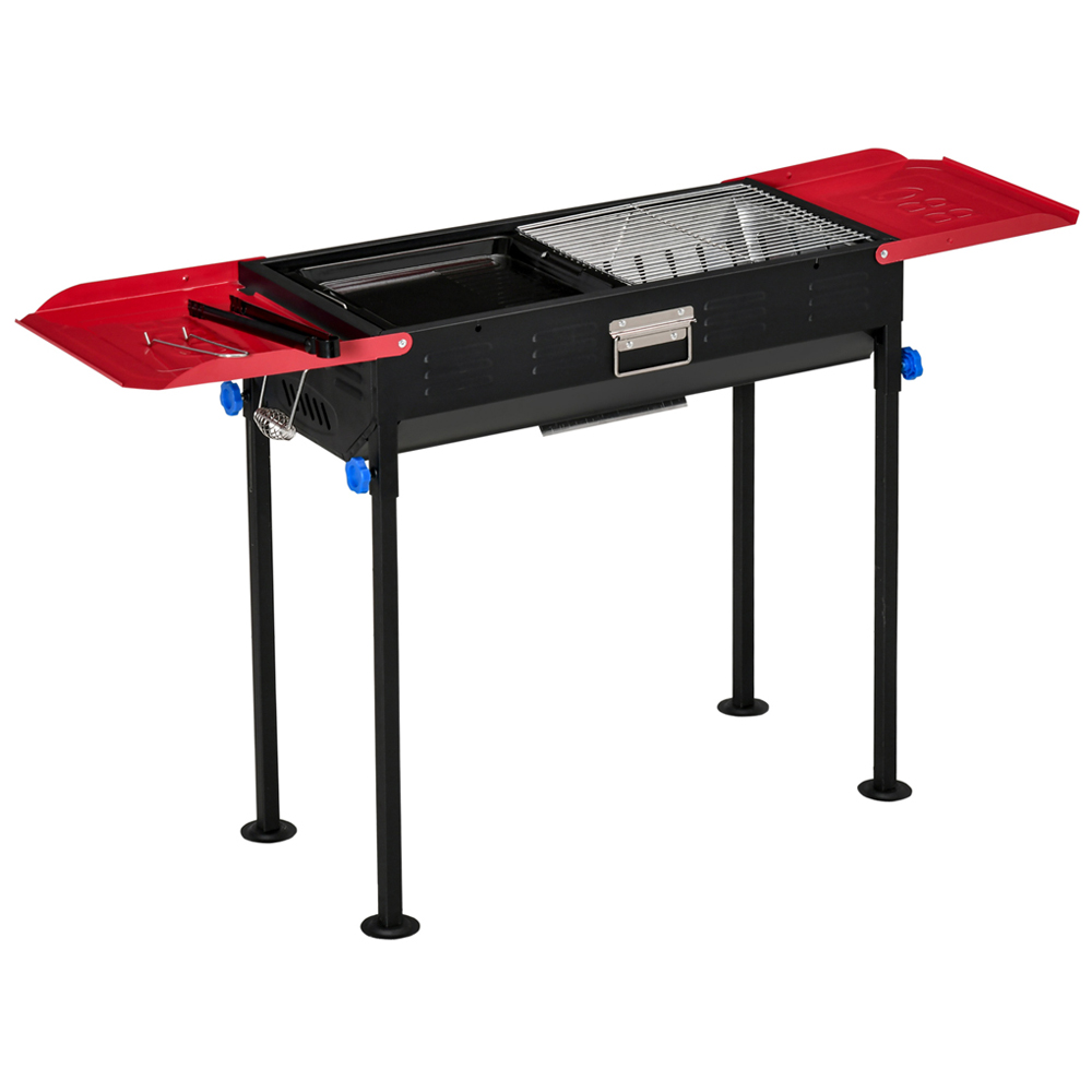 Outsunny Red and Black Portable Charcoal BBQ Grill Image 1