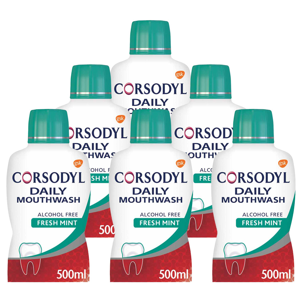 Corsodyl Daily Fresh Mint Mouthwash Case of 6 x 500ml Image 1