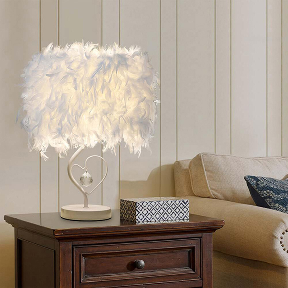 Living and Home Feather White Table Lamp Image 5