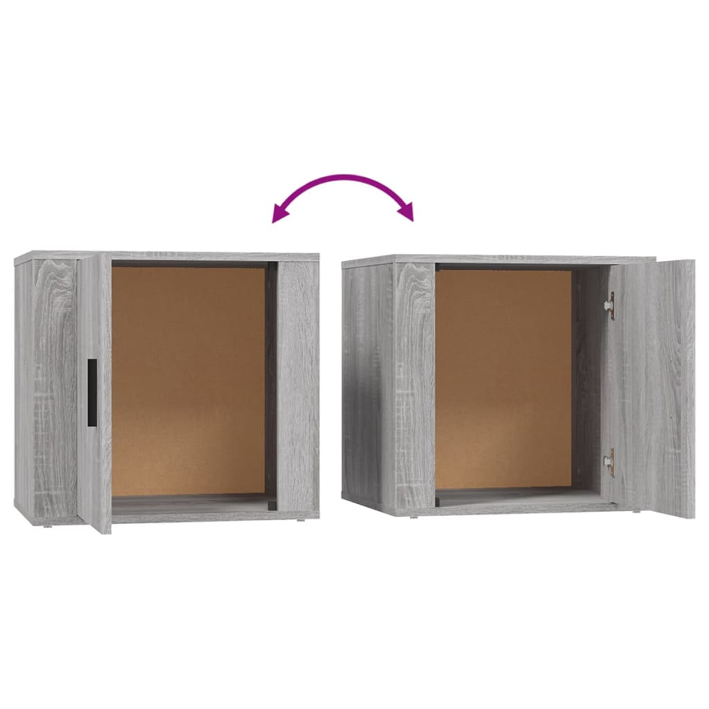 vidaXL Single Door Grey Wooden Bedside Cabinet Image 6