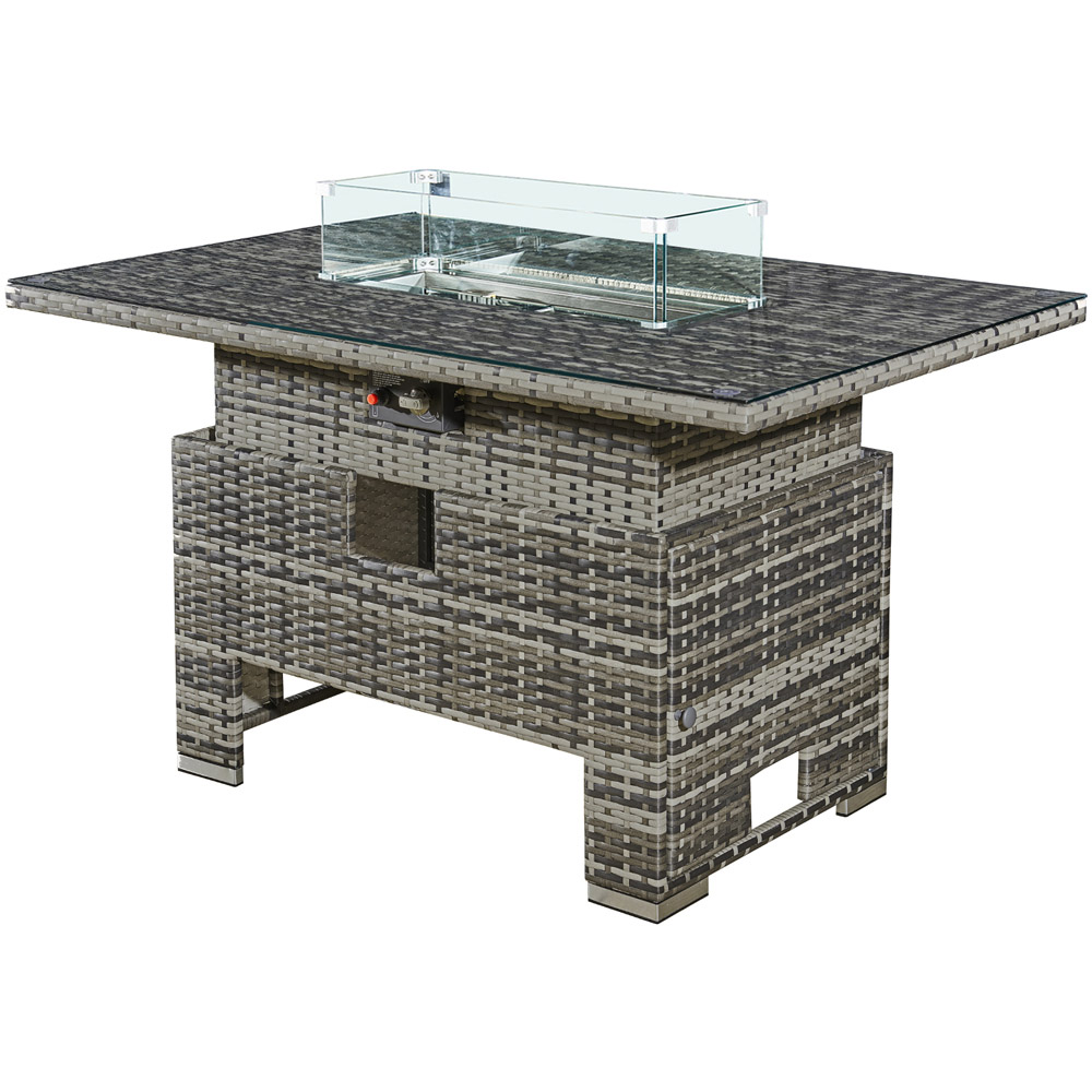 RoyalFire Icarus Walnut Grey Rattan Rising Firepit Table Image 1